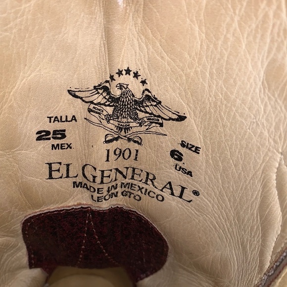 El General cowboy boots, men\'s 6 burgundy stingray fancy eagle stitching VTG GUC main image 11
